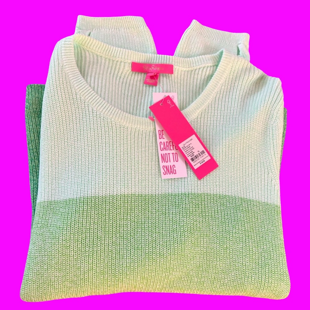 NWT Lilly Pulitzer CORTINA Sweater Agave Marbled Ombré Green Women’s Size XL